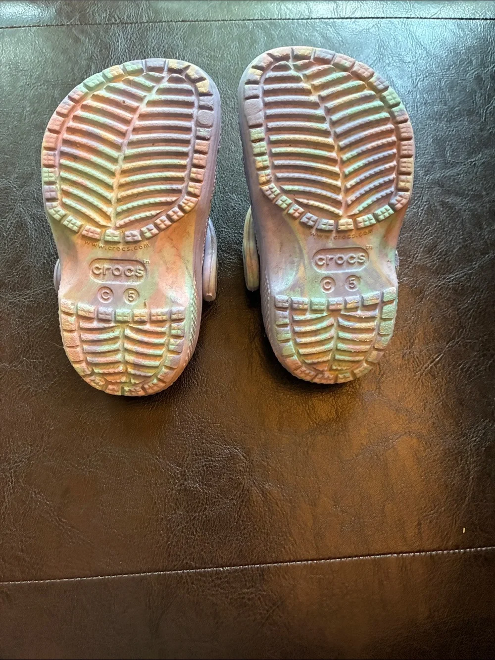 Baby size 5- CROCS Kids' Pastel Tie-Dye Clog - Blue Green Purple